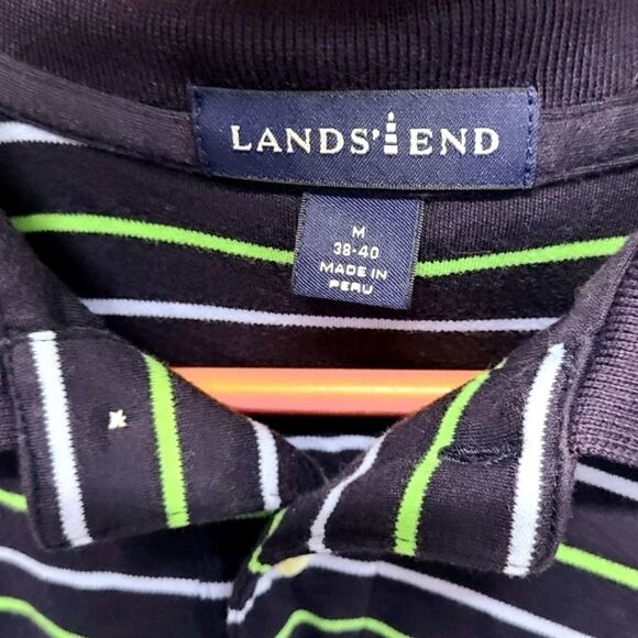 Land's End Men's Casual Stripped Polo Shirt Size M - Picture 4 of 5